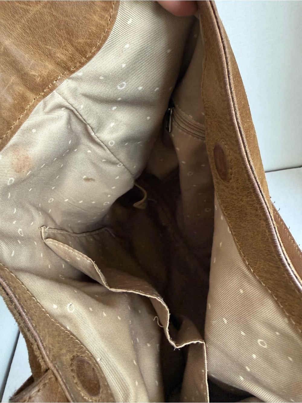 Lucky Brand Large Brown Suede Shoulder Bag - Classic Women's Long Strap Tote - Picture 8 of 10
